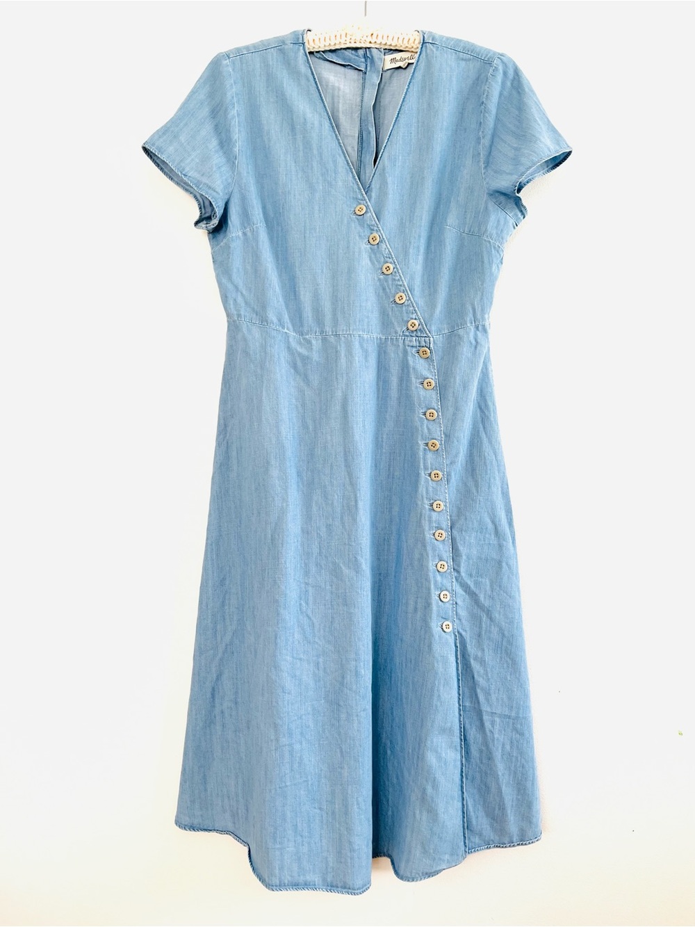 [Madewell] Indigo Button-Wrap Midi Dress in Faded Indigo - Picture 2 of 10